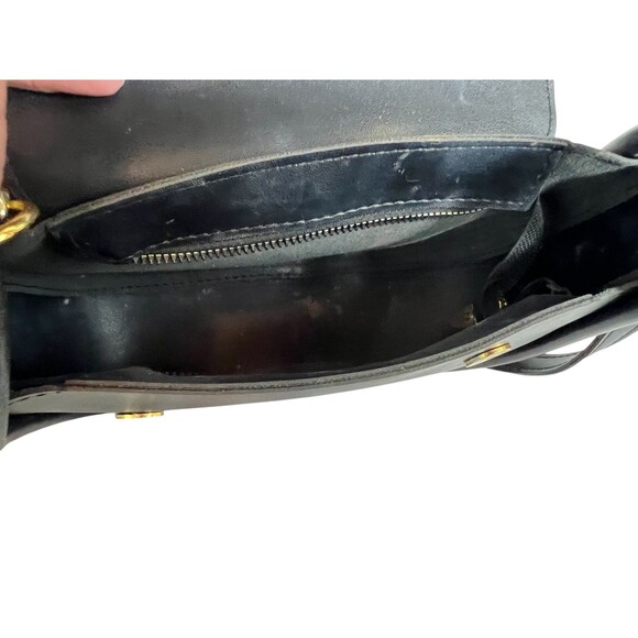 Meigefei Small Black Flap Front Shoulder Bag Handbag w Chain Detail - Picture 8 of 8